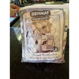 Bernat Crochet Afghan Kit NEW Kit #423605 Cabbage Roses Crafts Floral Collection